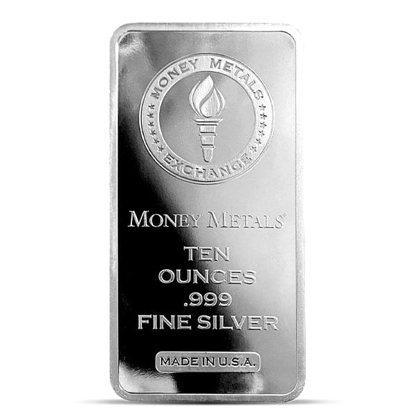 Money Metals Design Silver Bar - 10 Ounce .999 Pure