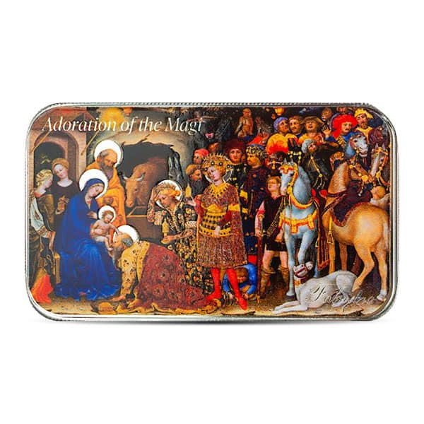 Colorized Adoration of the Magi - Gentile da Fabriano BAR - 1 Troy Ounce, .999 Pure Silver