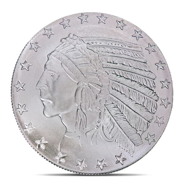 Incuse Indian Silver Round - 1 Troy Ounce, .999 Pure