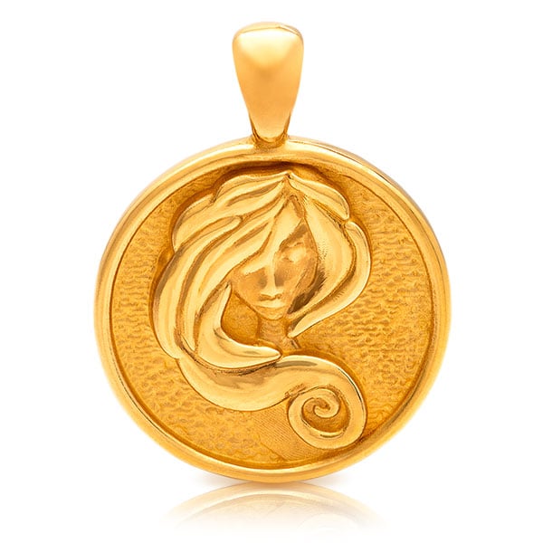 Gold Pendant - Virgo **Hybrid Finish** - 17.5 Grams, 24K Pure