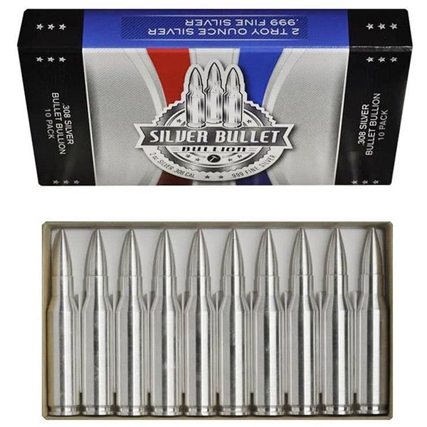  Silver 2 oz .308 Caliber Bullet - Solid .999 Pure