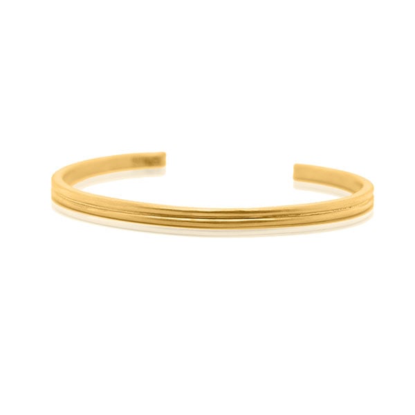 28.8g 24K Matte Gold Grooved Double Band Bangle - Money Metals