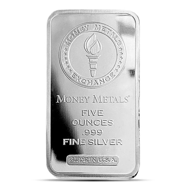 Money Metals Design Silver Bar - 5 Ounce .999 Pure