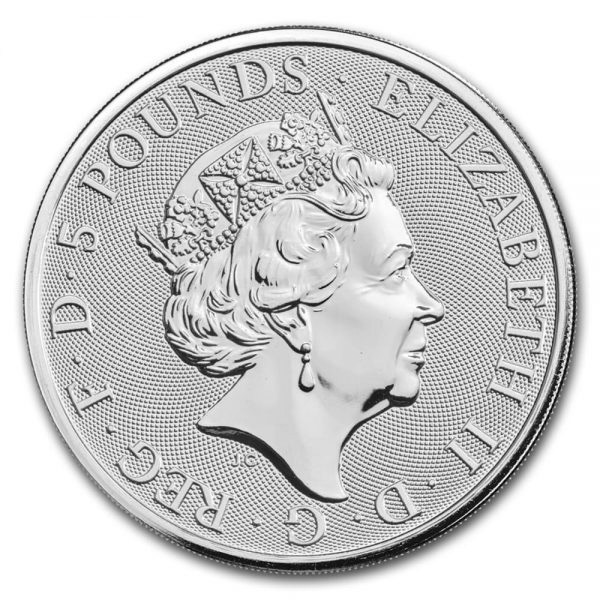 British Royal Mint Queen's Beast; Black Bull - 2 Oz Silver Coin .9999 Pure