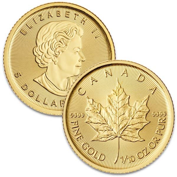 1/10 Oz Canadian Maple Leaf Gold Coins for Sale · Money Metals®