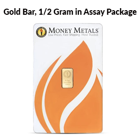 Gold Bar, 1/2 Gram in Assay Package