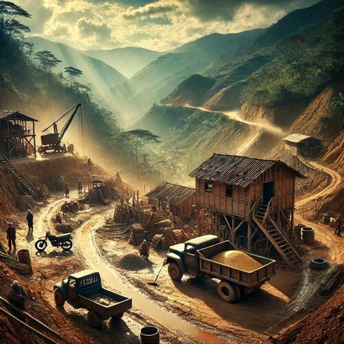 Colombia Gold Mining Scene Depiction Money Metals Exchange