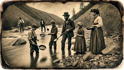 A Family of Gold Prospectors Gold Panning Idaho