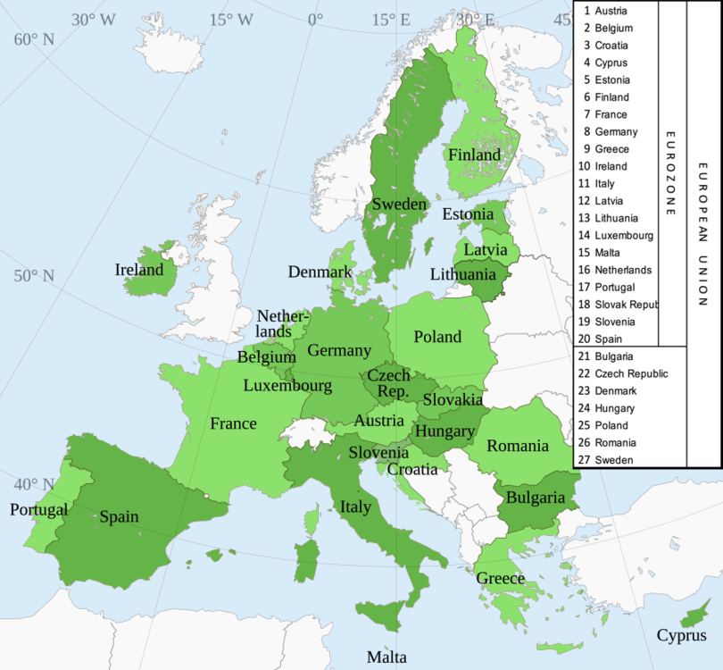 Member States of the European Union Polar Stereographic Projection Map Money Metals Exchange