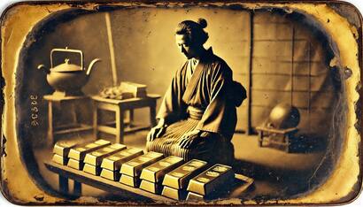 Japanese Samurai Gold Bars Money Metals Exchange Ai generated by Joshua D Glawson