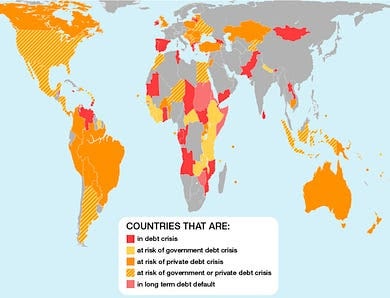 Contries that are in Various Forms of Debt (Heatmap)