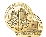 1/25 Oz Gold Philharmonic Coins | Shop Now >