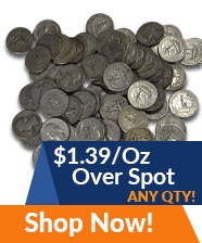 Pre-1965 90% Junk Silver (Quarters) | Shop Now >